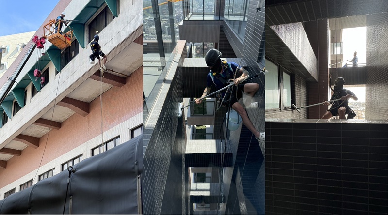 御石-高雄建築物外牆繩索蜘蛛人施工3 御石-高雄建築物外牆繩索蜘蛛人施工3