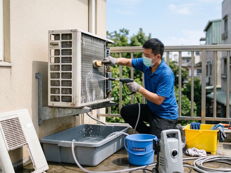 ⭐室外機清洗全攻略：可以直接沖水嗎？多久洗一次、清洗價格與注意事項一次看