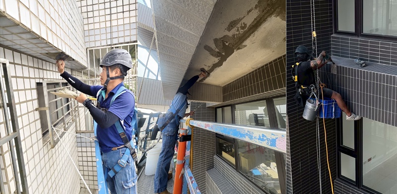 御石-高雄大樓高空外牆磁磚修補2 御石-高雄大樓高空外牆磁磚修補2