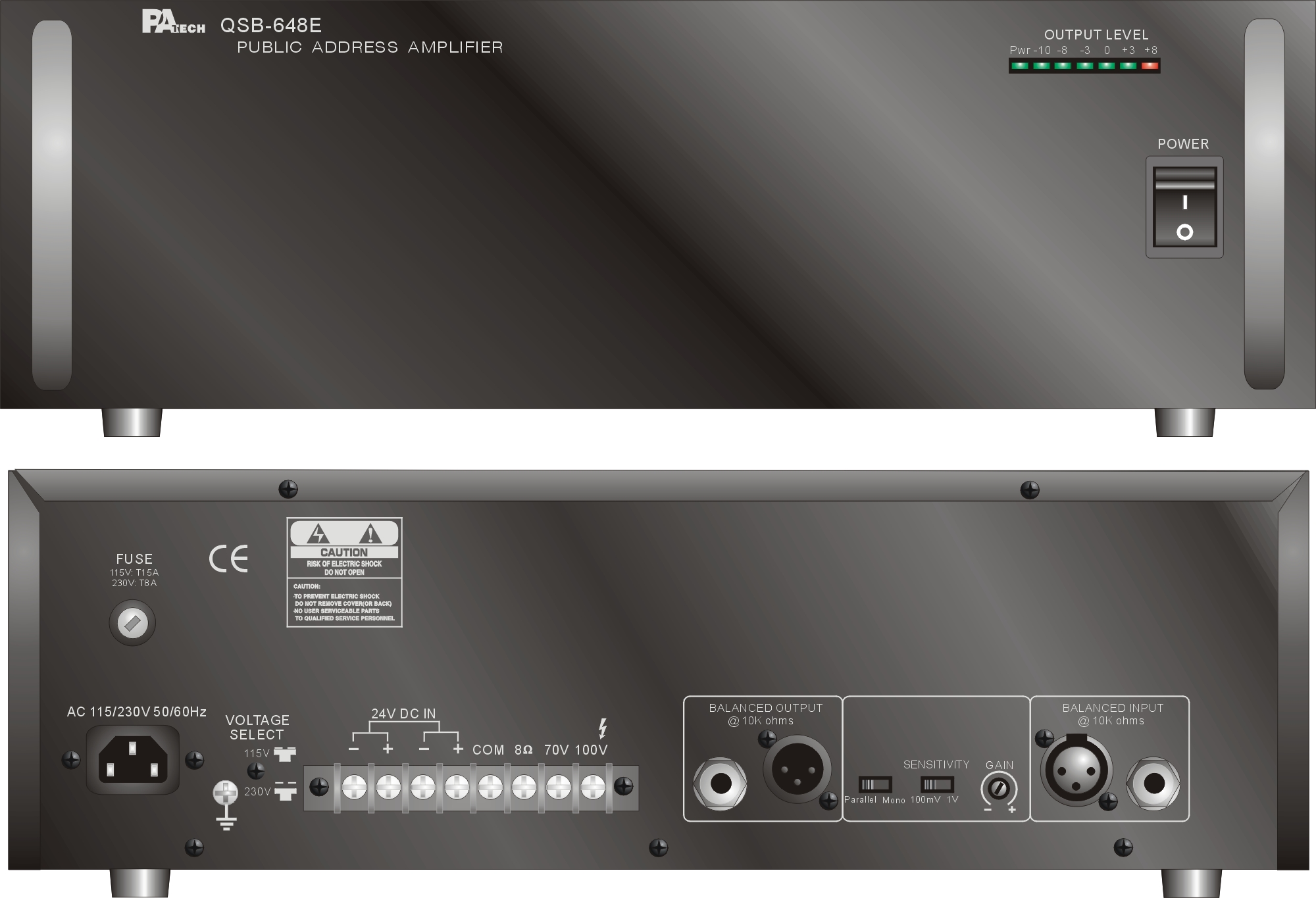 QSB-648E專業廣播功率擴大機100Vrms480W