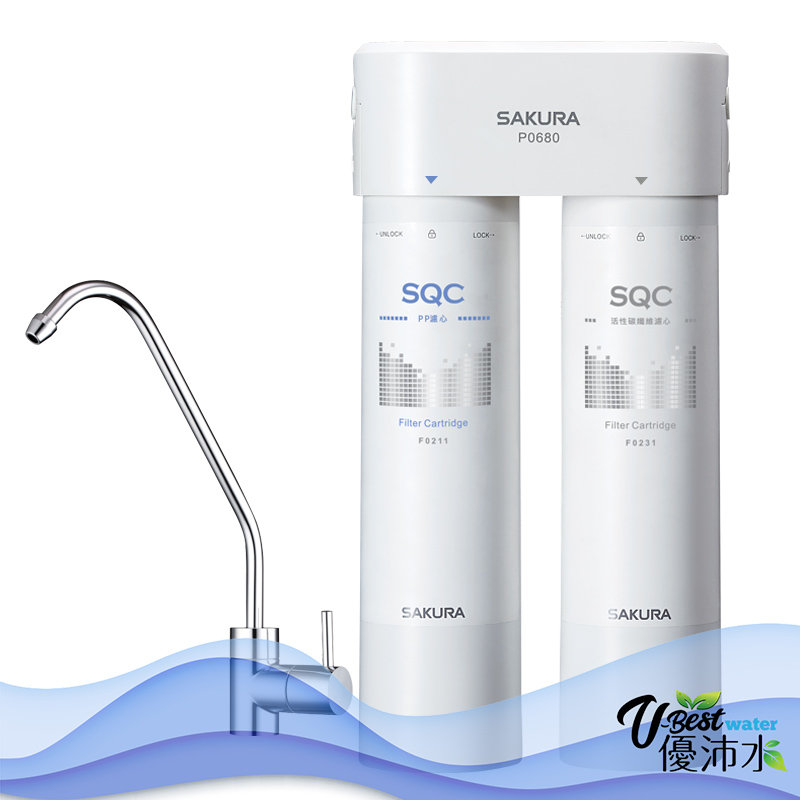 櫻花淨水P0680快捷高效淨水器(雙管長效過濾型)