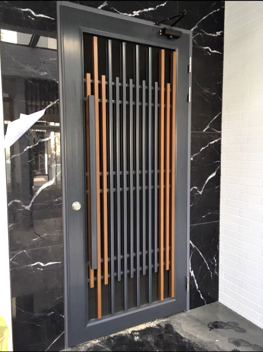 鋁格柵防盜紗門A6