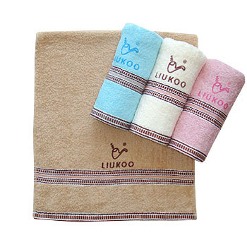 煙斗黑緞條毛巾(印)