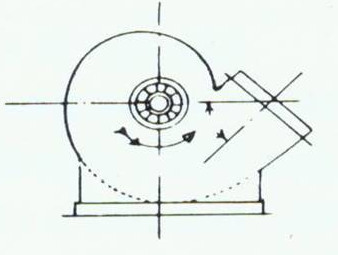 下部斜上向反時針回轉