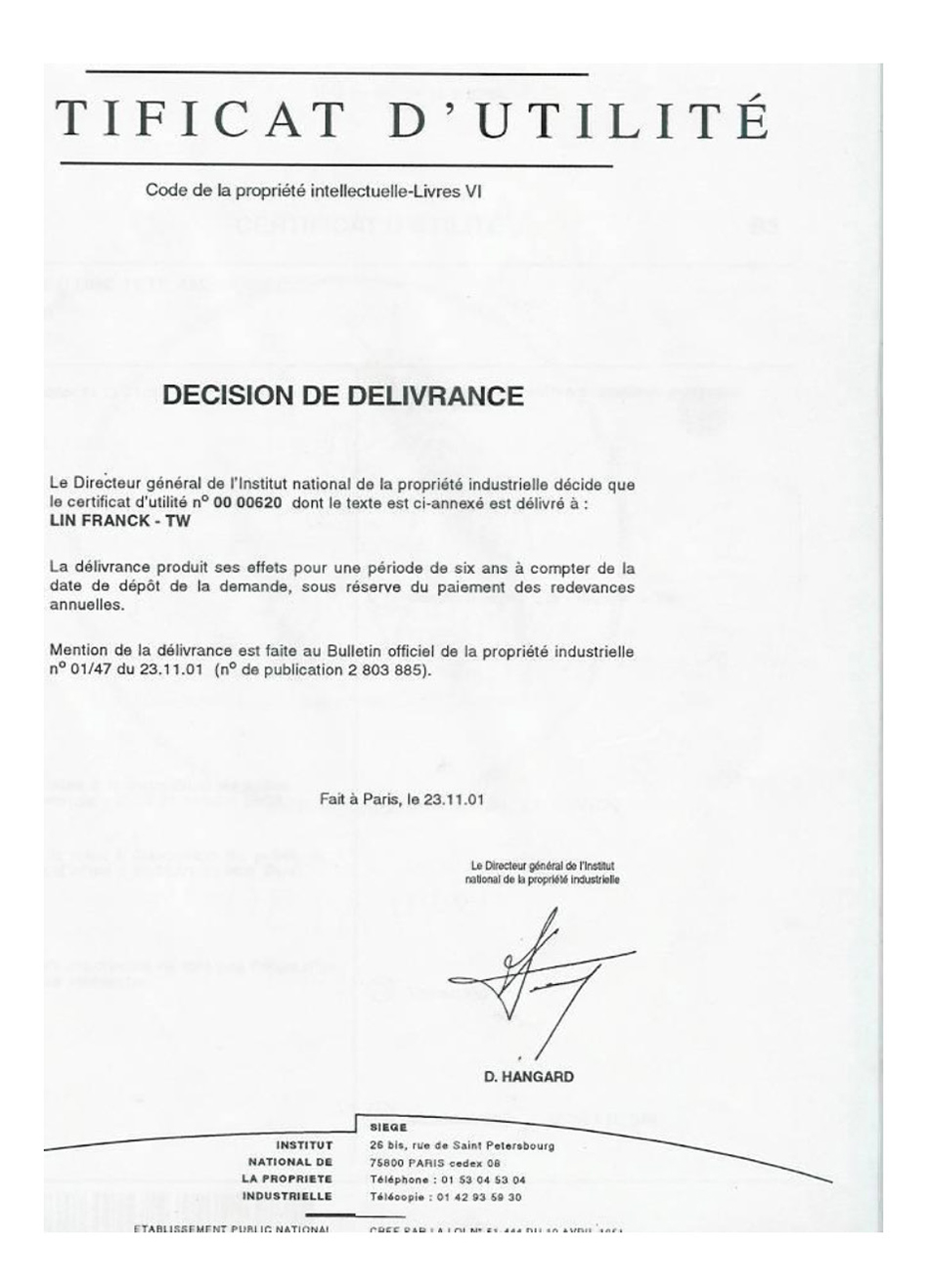 十字螺絲之改良-國內外專利證書-2