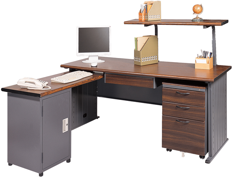 J082-08THL-L型深灰胡桃木紋主管桌(整組)