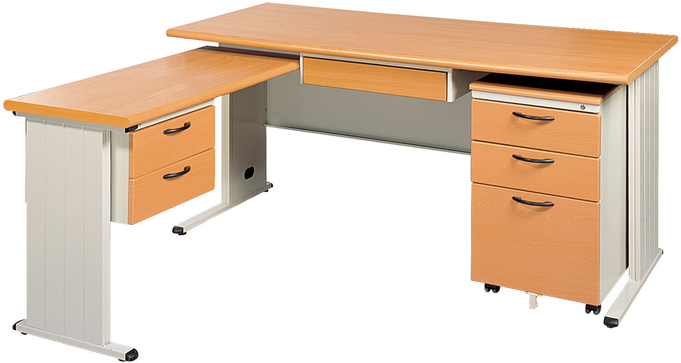 J076-11TH-L型木紋秘書桌(整組)