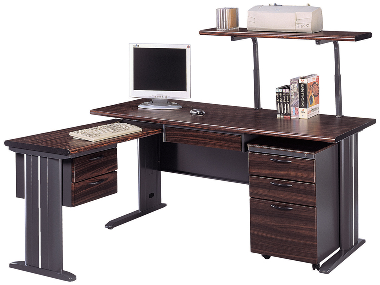 J066-08CD-L型深灰胡桃木紋主管桌(整組)