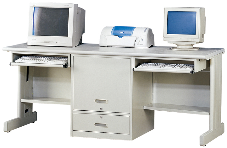 J107-20掀門式雙人電腦桌(附插座x2)