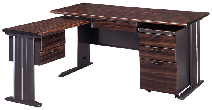 J066-11CD-L型深灰胡桃木紋秘書桌(整組)