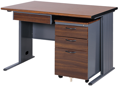 J077-15TH-深灰胡桃木紋職員桌