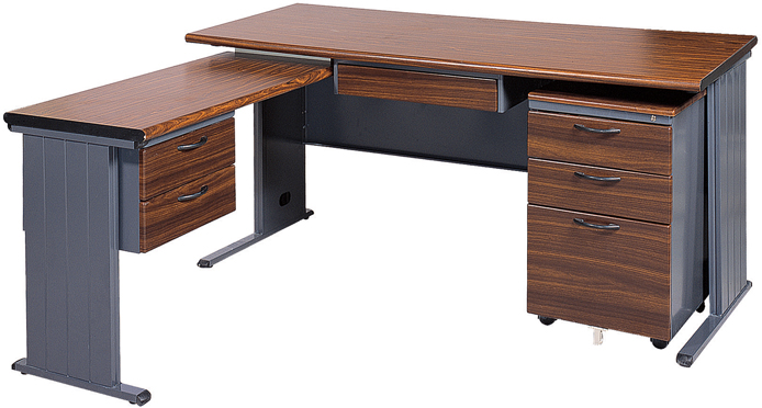 J077-11TH-L型深灰胡桃木紋秘書桌(整組)