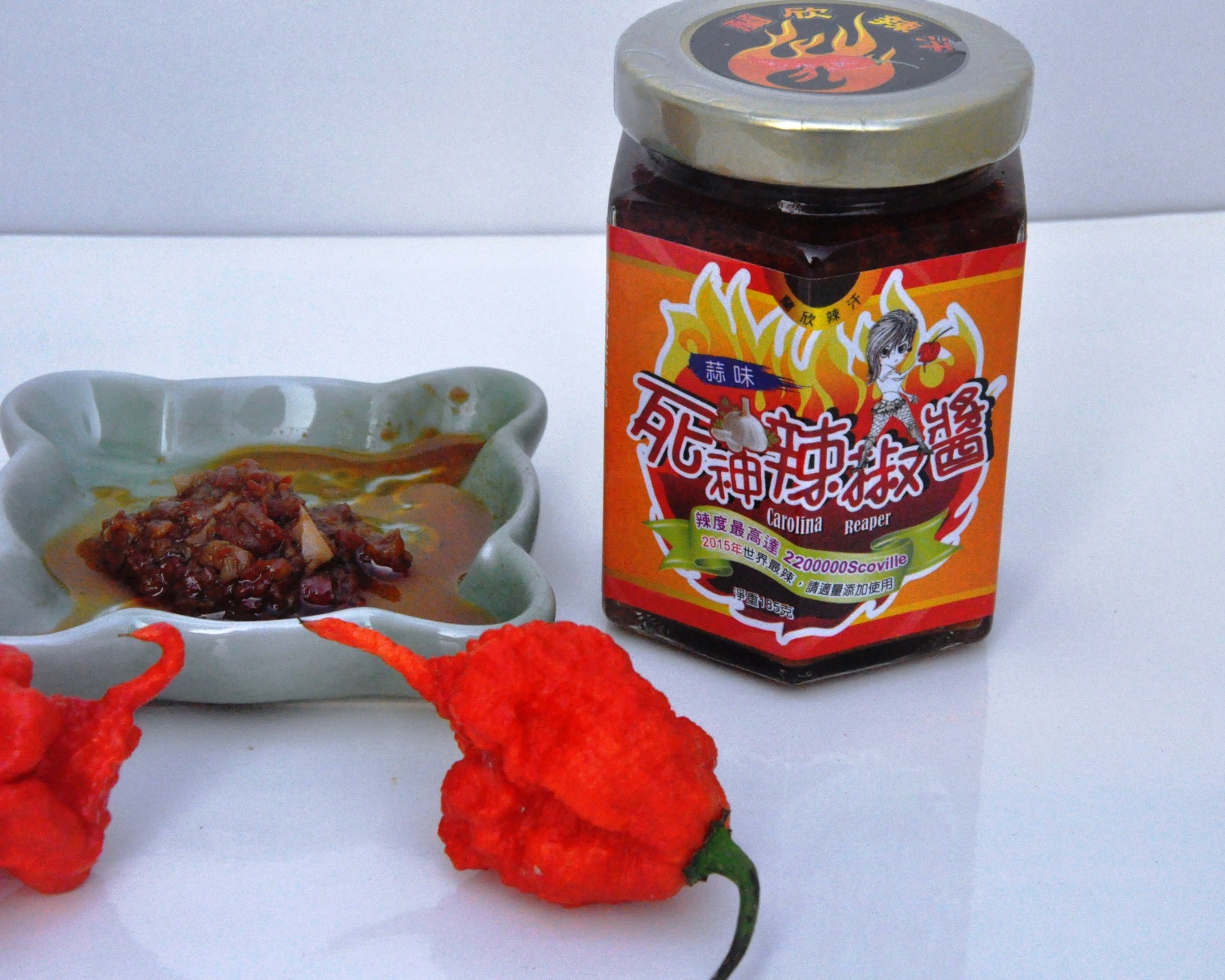 2015年世界第一辣新商品死神辣椒醬185g(蒜味)053