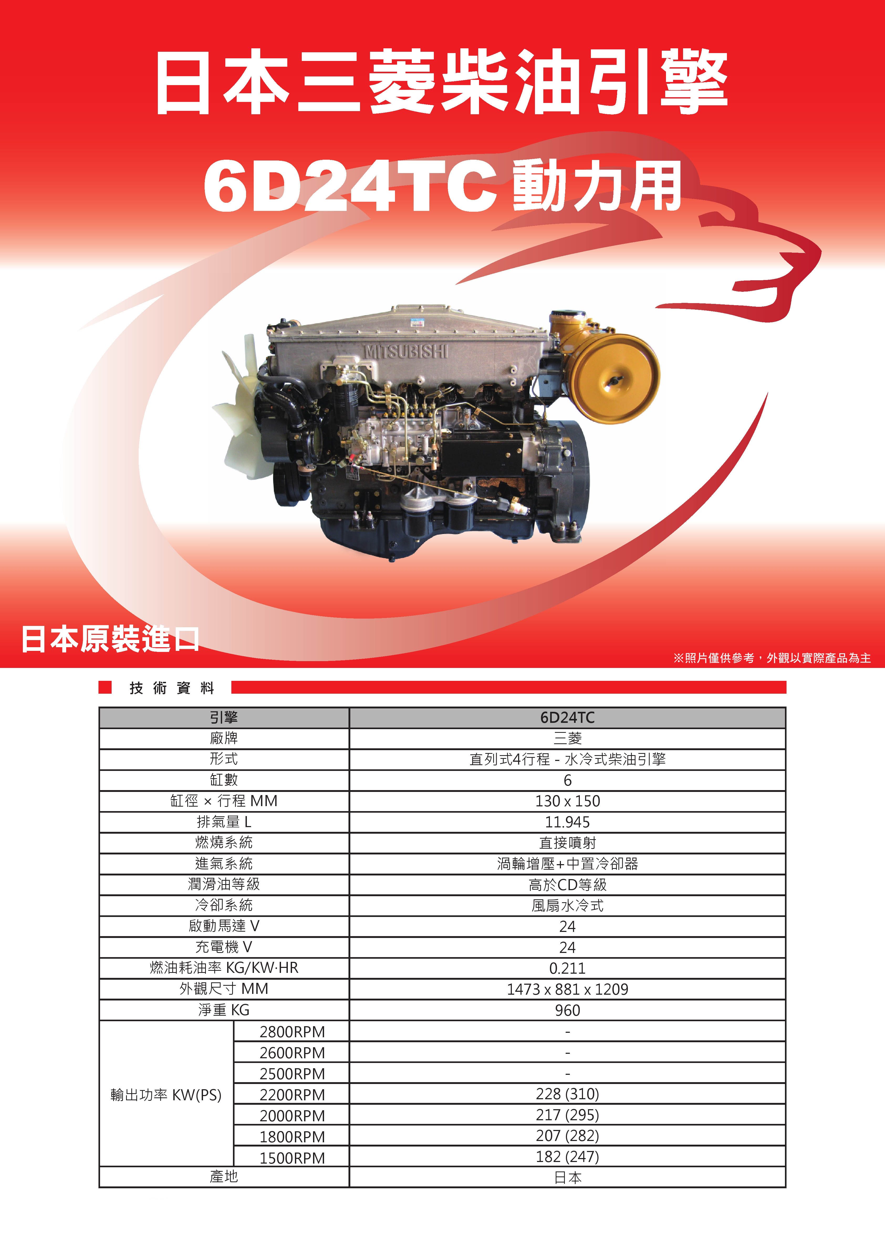 三菱6D24TC_動力用引擎型錄
