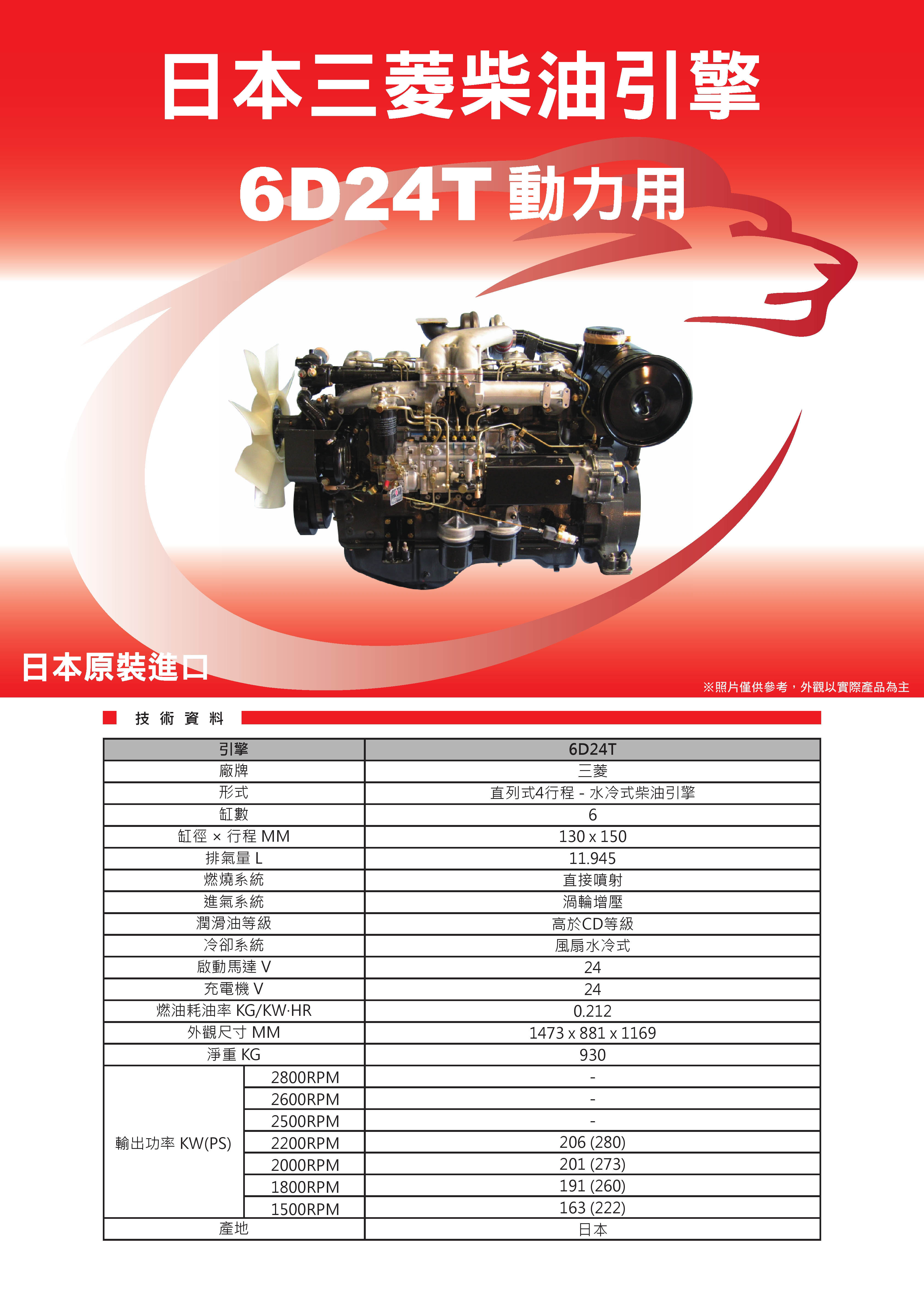 三菱6D24T_動力用引擎型錄