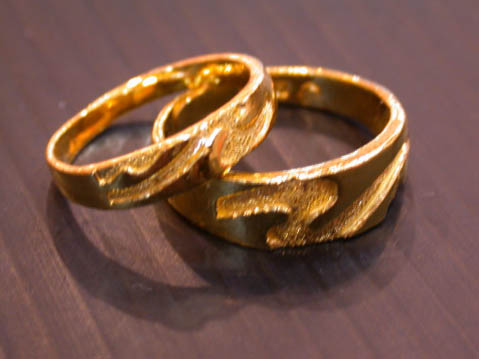 純金手刻情人對戒
