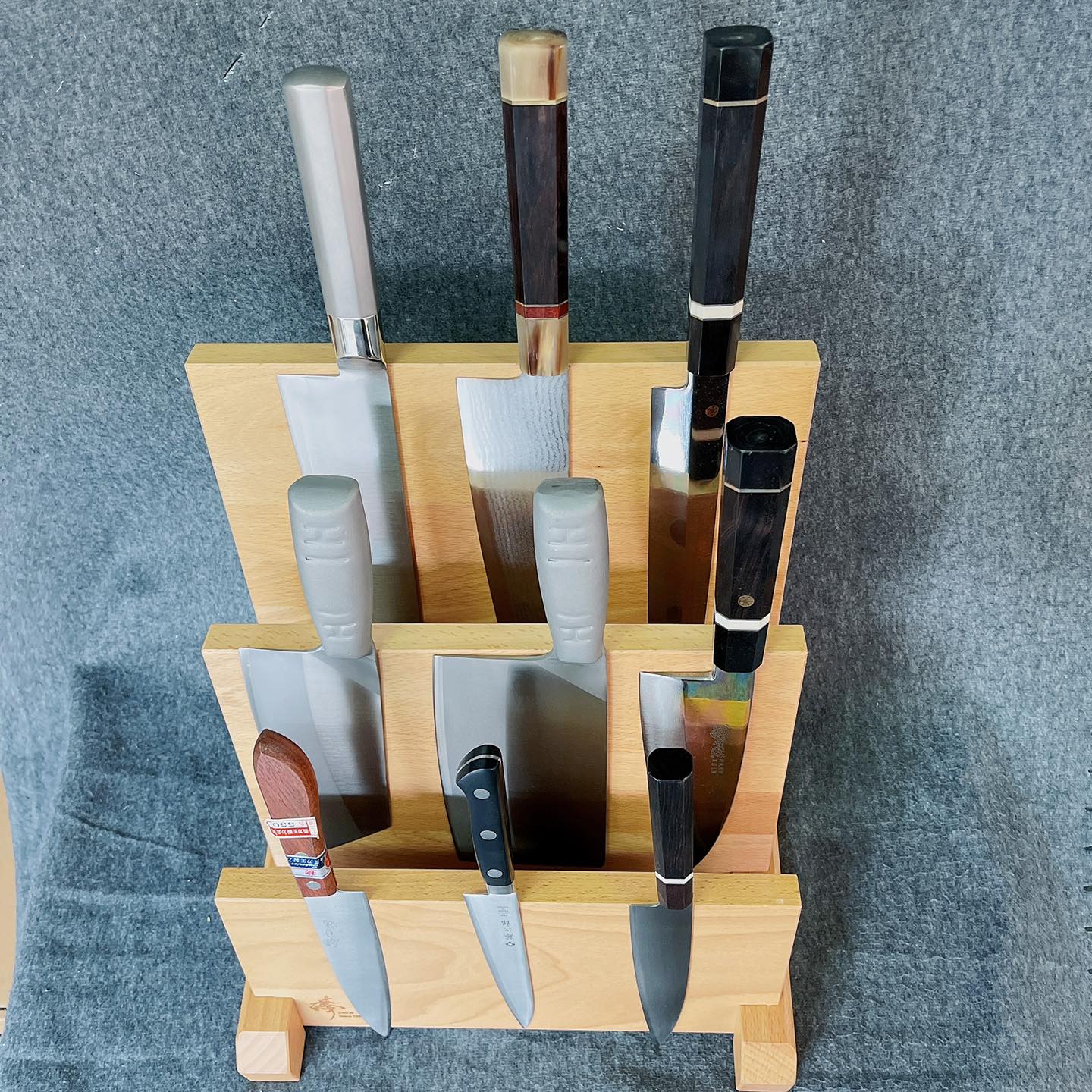 【臻】三層磁性吸力實木刀座(可放9把西式刀)