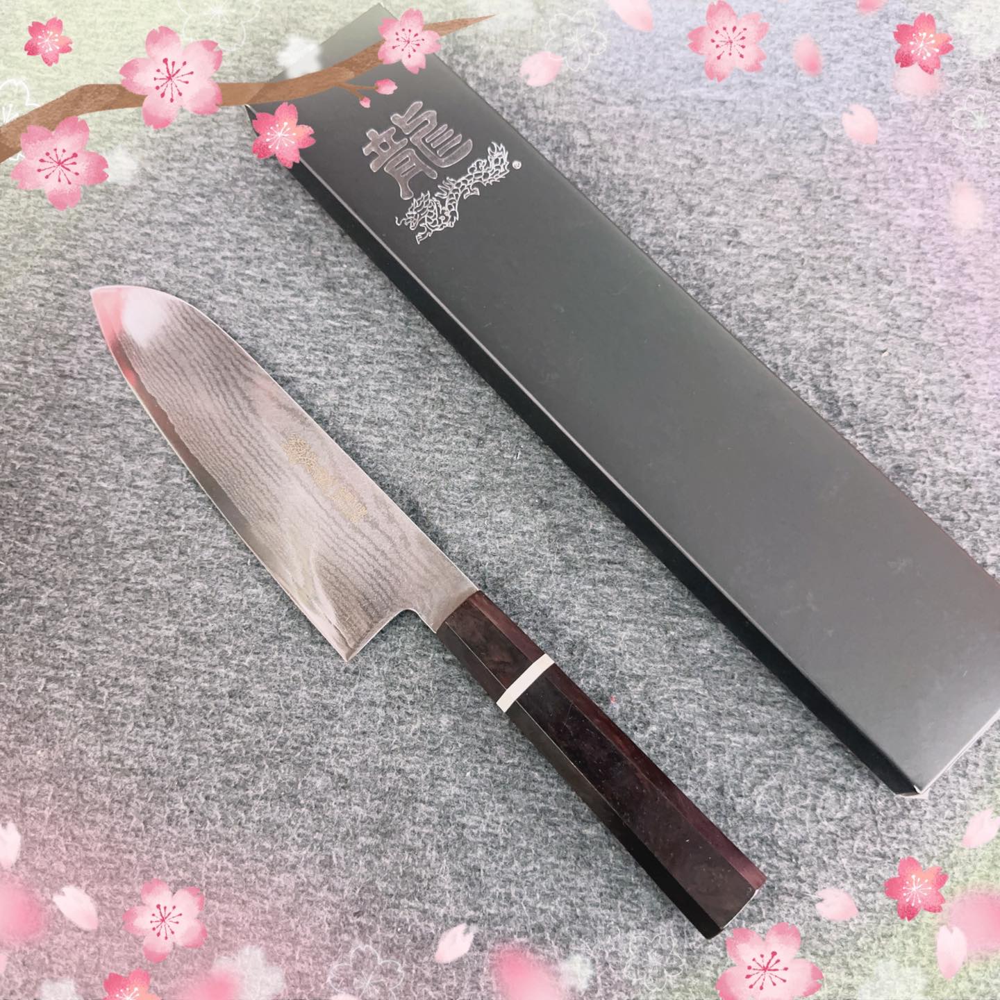 水牛黑檀八角-大馬士革鋼-三德刀180mm-保國菜刀王