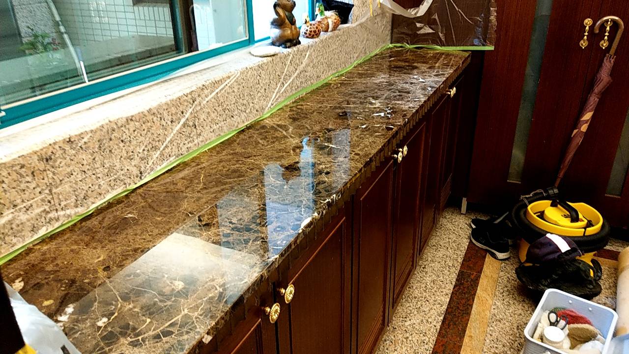 大理石櫃檯石材晶化拋光清洗(108年)-潔聖環保清潔社