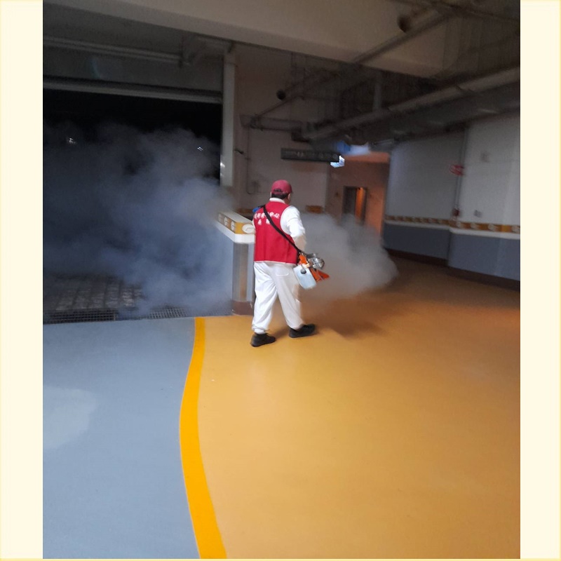 防疫期間辦公大樓停車場消毒