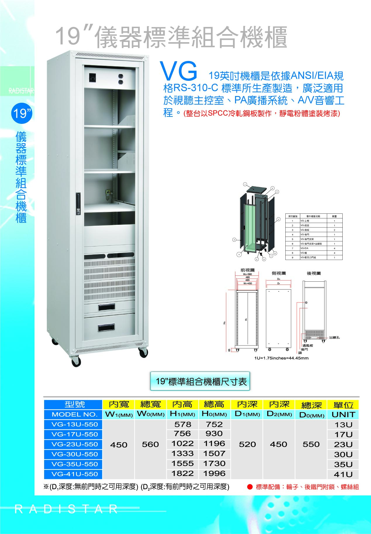19”壁掛式鋁製機箱(6U~15U/9U~15U)