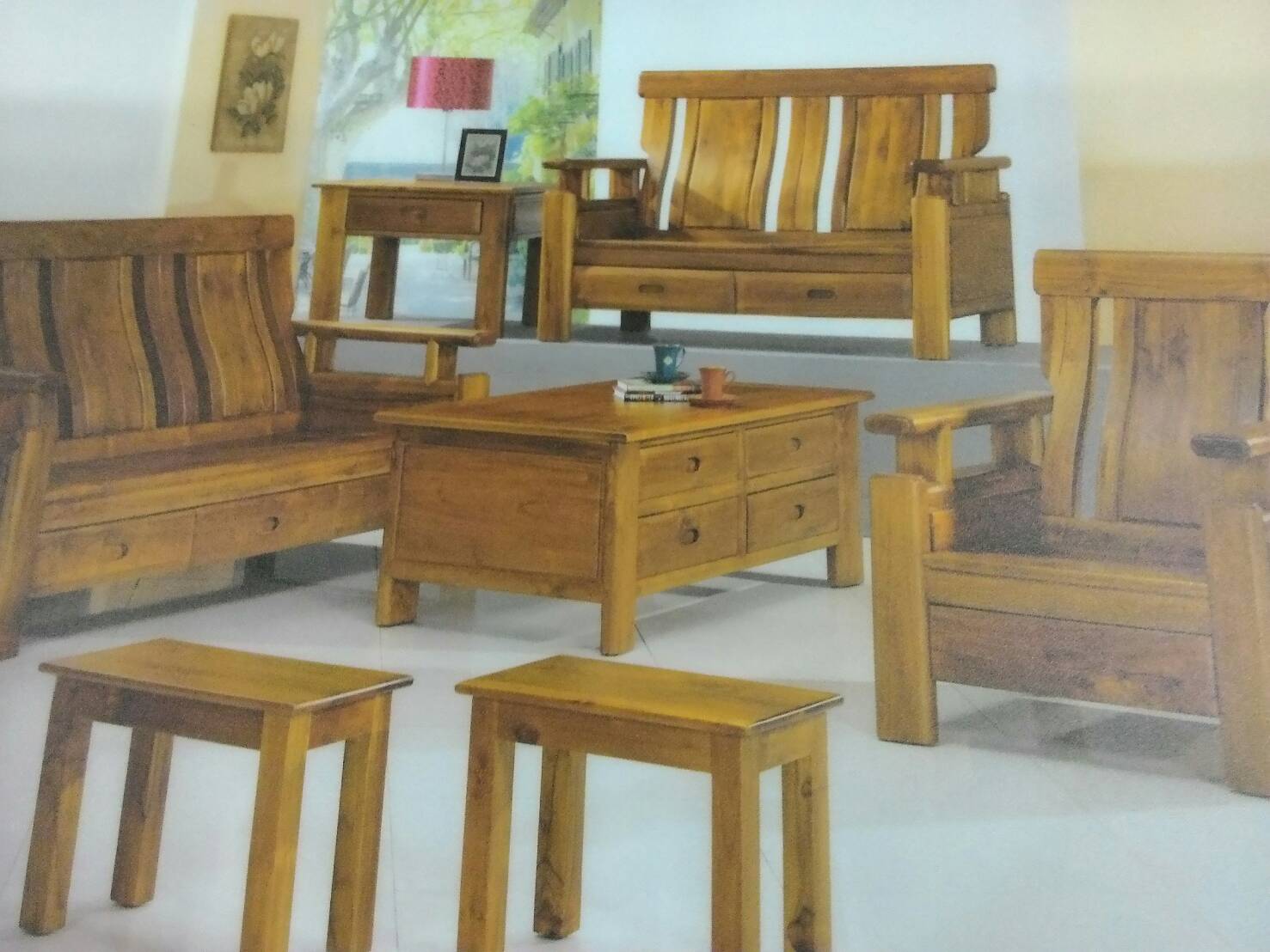 通風原木客廳桌椅組