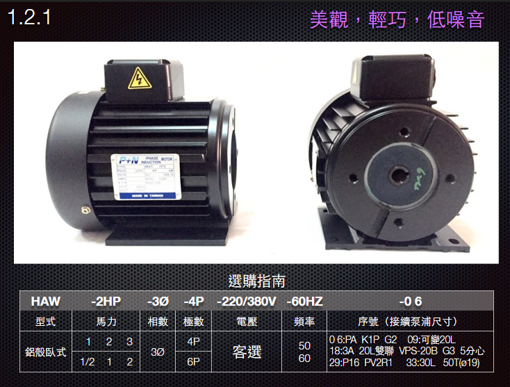 1.2.1-HAW型鋁殻臥式馬達