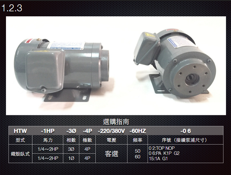 1.2.3-HTW型-鐡殼臥式馬達