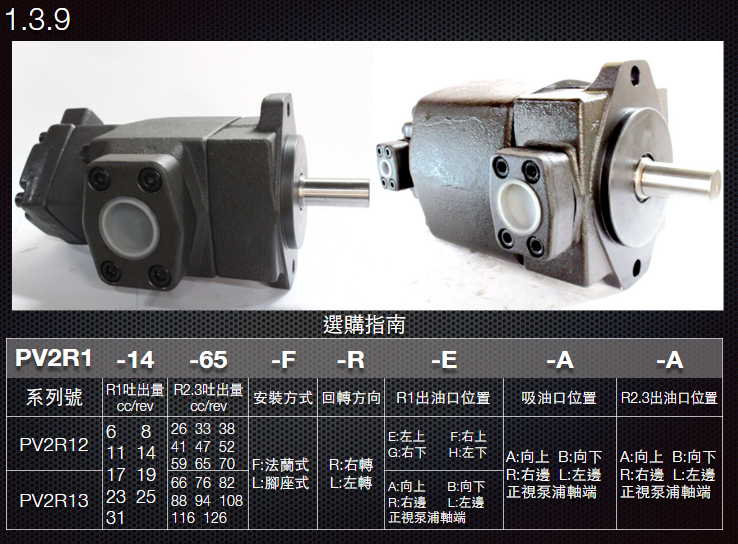 1.3.9-PV2R雙聯高壓定量葉片泵浦