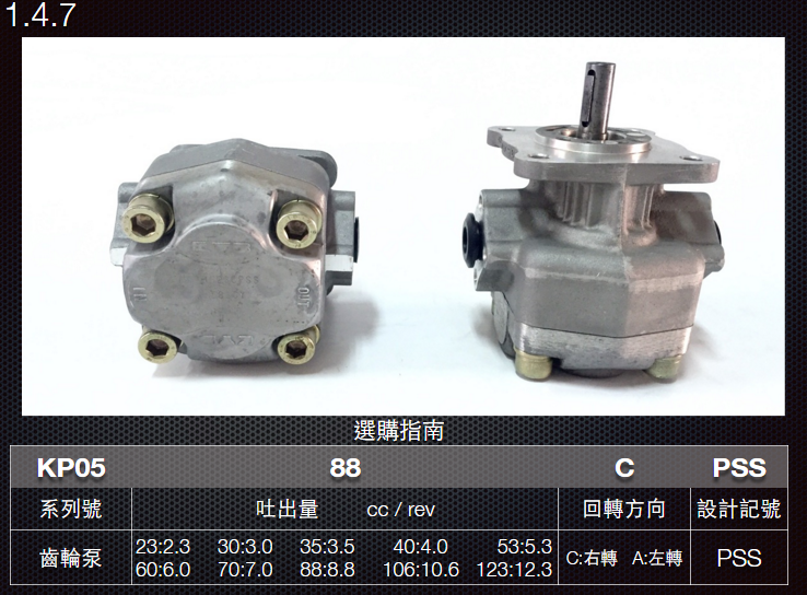 1.4.7-KYB-齒輪泵浦-KP-05系列