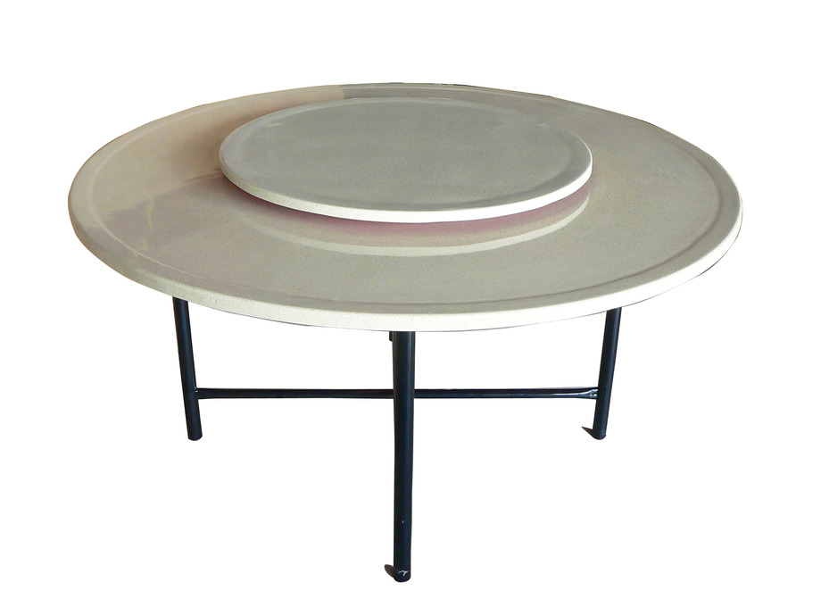 白石花雙層凸邊餐桌