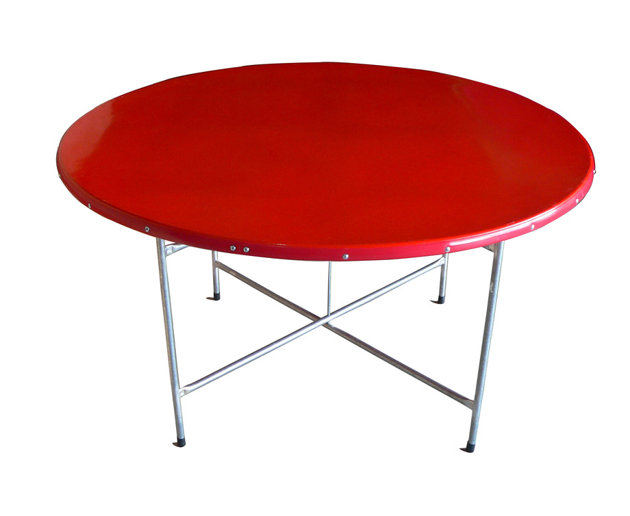 桔紅圓型加邊餐桌