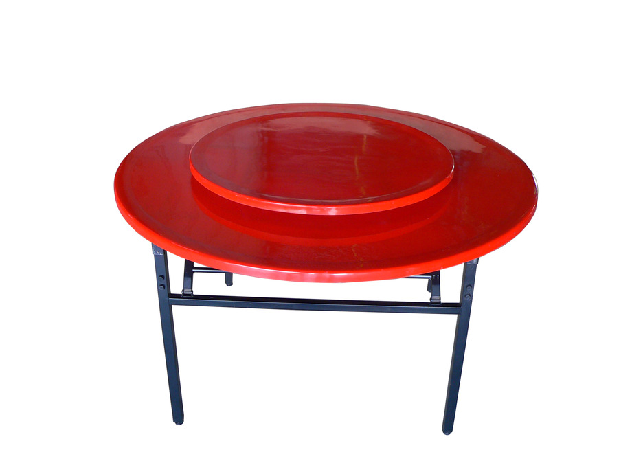 桔紅雙層圓型餐桌面