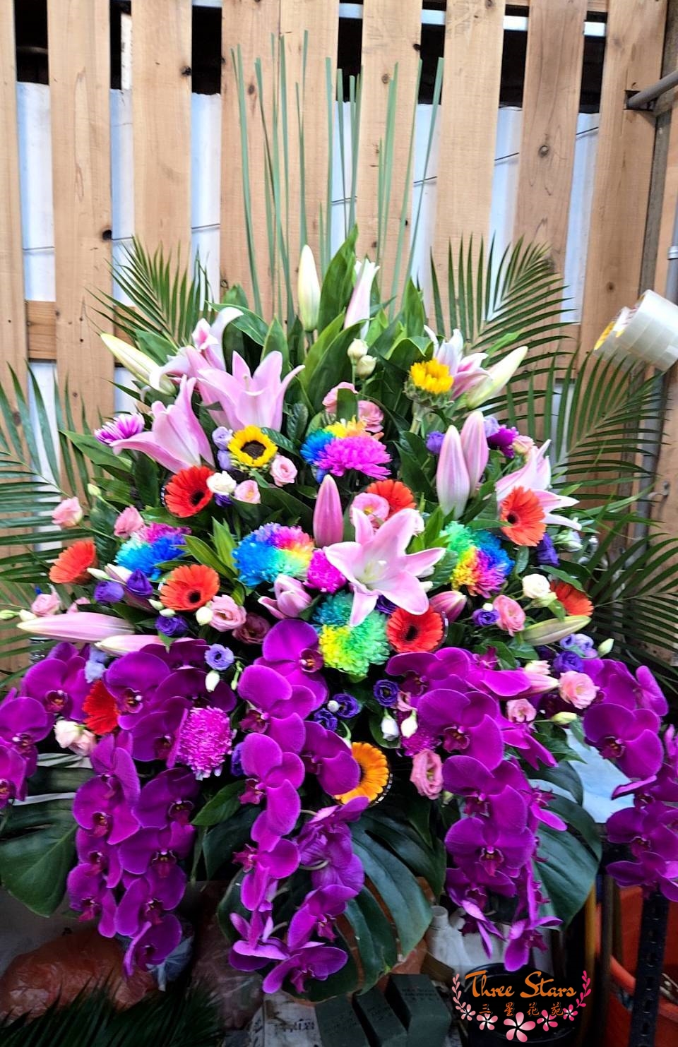 藝術花柱-台中蘭花花籃訂製
