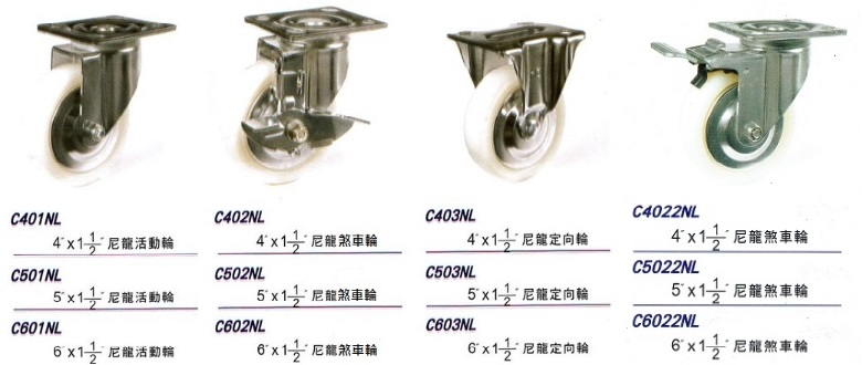 4"、5"、6"x11/2"尼龍輪