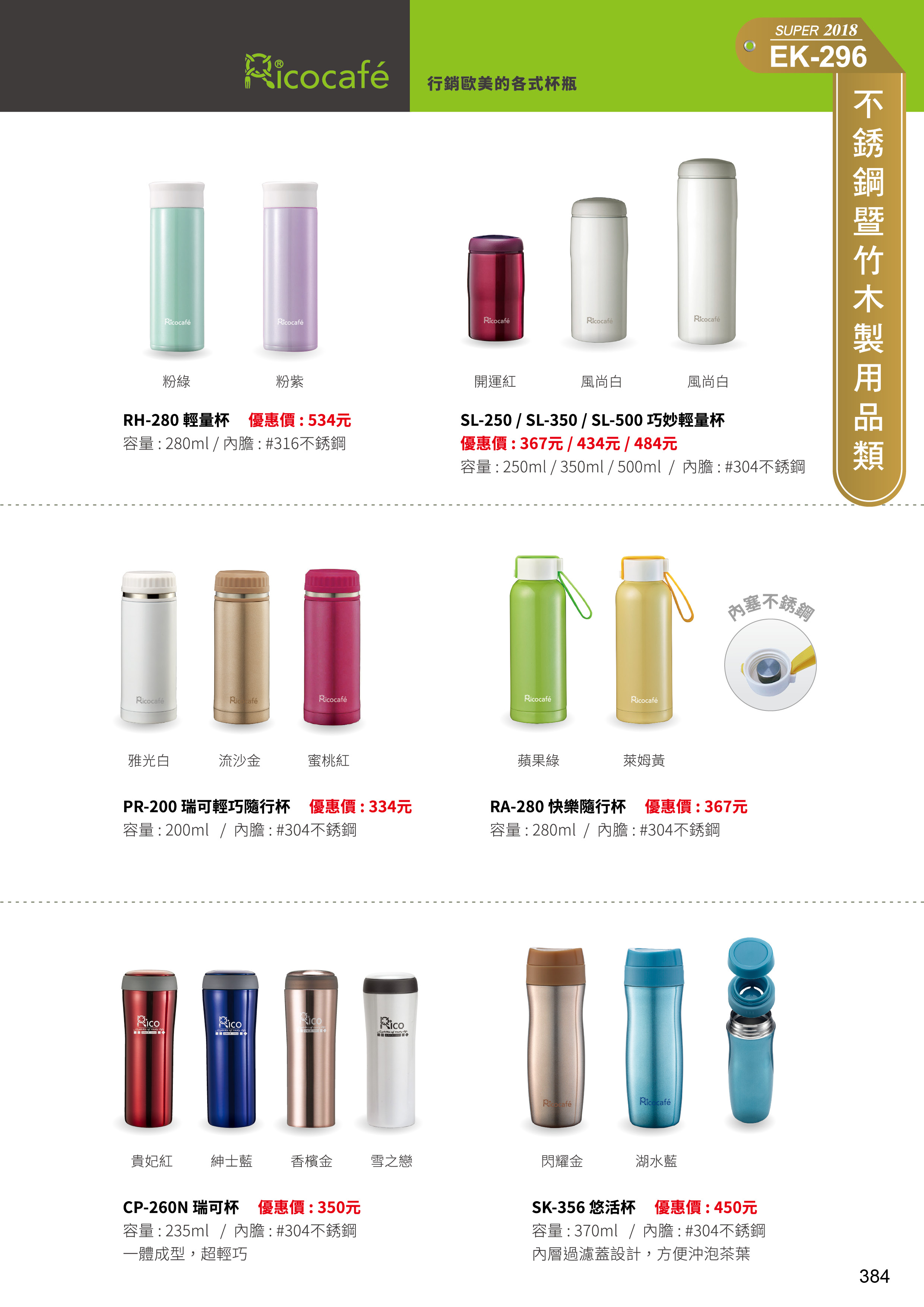 不锈鋼製用品類(行銷歐美的各式杯瓶)29-384