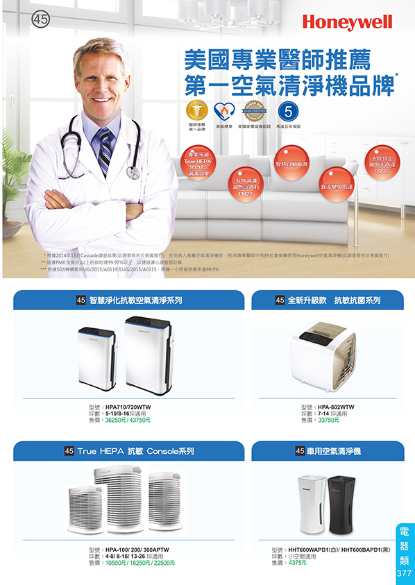 電器類45-377(Honeywell空氣清淨機)