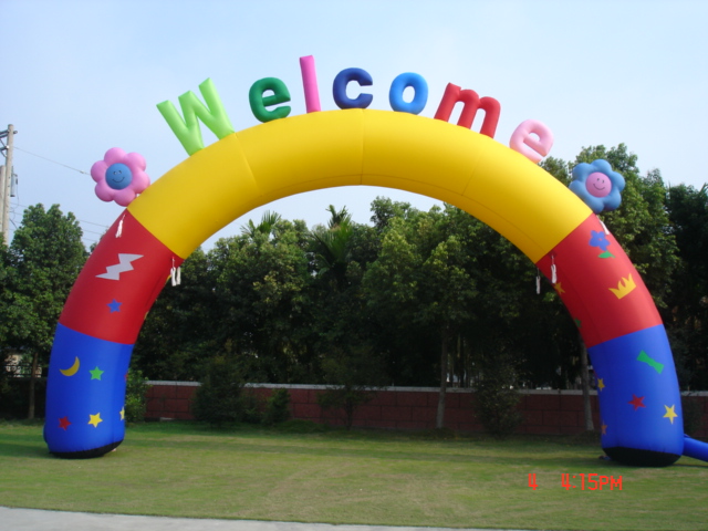 半圓拱門雲朵+Welcome