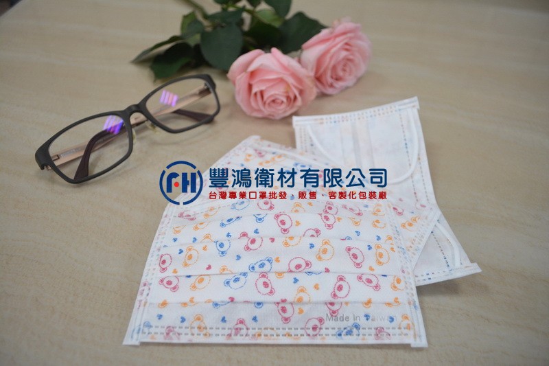 三層平面口罩-彩色熊