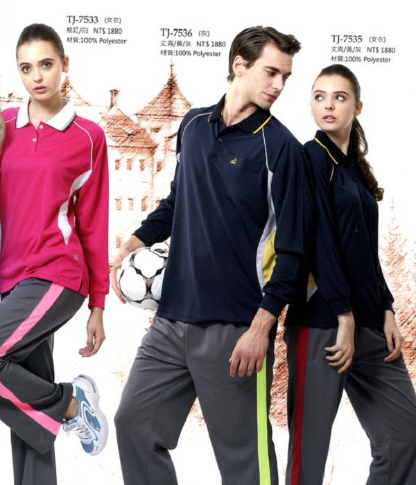 TJ-7533桃紅/白休閒服TJ-7536丈青/黃/灰休閒服TJ-7535丈青/黃/灰休閒服