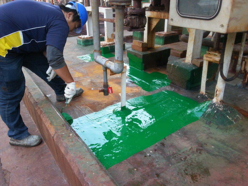 食品廠機座施作FRP玻璃纖維層耐酸耐蝕工程