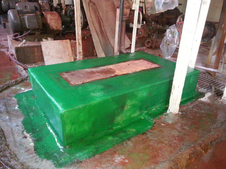 食品廠機座施作FRP玻璃纖維層耐酸耐蝕工程