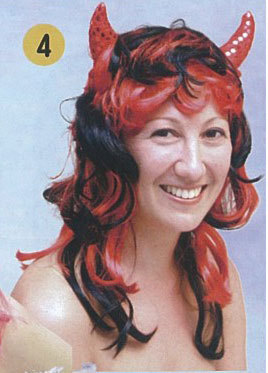 雙色魔鬼牛角假髮