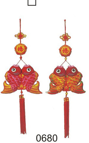 76公分吉祥雙魚剌繡吊飾