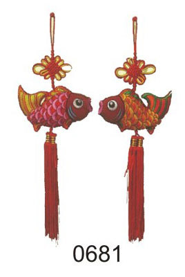 37公分剌繡鯉魚吊飾