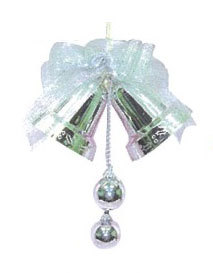 4"銀色雙鐘吊飾