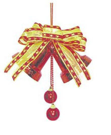 4"紅色雙鐘吊飾