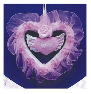 12cm粉紅蕾絲天使心吊飾