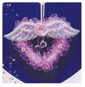 11cm粉紅蕾絲天使心吊飾