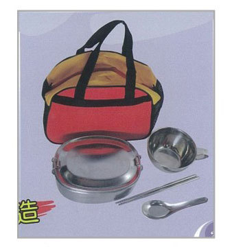 J-539橢圓便當16cm+碗+匙+筷+袋